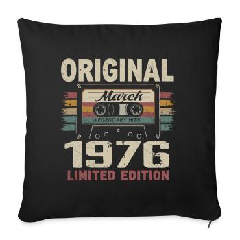 Mars 1976 Vintage mars 1976 - Housse de coussin décorative 45 x 45 cm - noir - Devant
