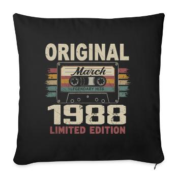 Mars 1988 Vintage mars 1988 - Housse de coussin décorative 45 x 45 cm - noir - Devant