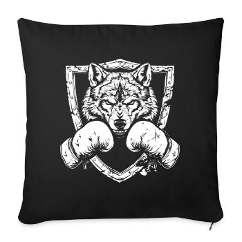 Wolf Boxing MMA - Housse de coussin décorative 45 x 45 cm - noir - Devant