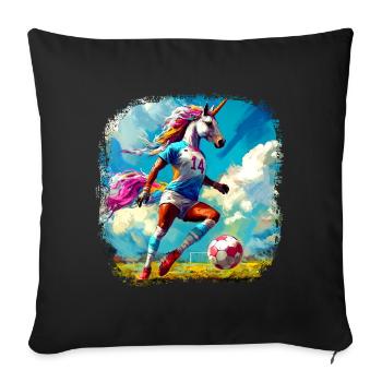 Unicorns Soccer / Soccer Unicorn - Sofa pillowcase 17,3'' x 17,3'' (45 x 45 cm) - black - Front