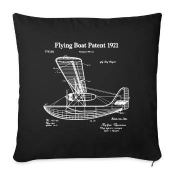 Flying Boat Patent - Sofa pillowcase 17,3'' x 17,3'' (45 x 45 cm) - black - Front