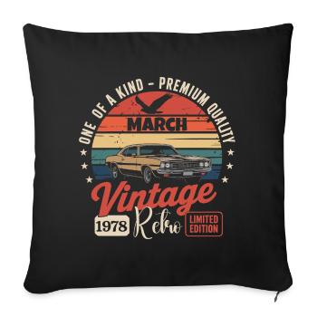 Anniversaire Mars 1978 Année Édition Limitée 1978 - Housse de coussin décorative 45 x 45 cm - noir - Devant