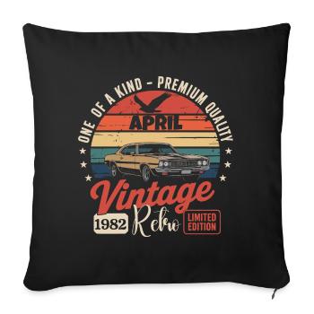44 Years April 1982 Vintage Retro Birthday Gift - Sofa pillowcase 17,3'' x 17,3'' (45 x 45 cm) - black - Front