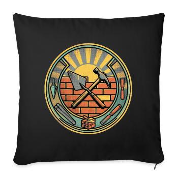 Mauerer Construction Worker Vintage - Sofa pillowcase 17,3'' x 17,3'' (45 x 45 cm) - black - Front
