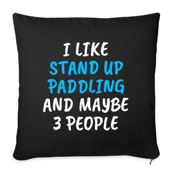 J’aime le paddle debout et peut-être 3 personnes - Housse de coussin décorative 45 x 45 cm - noir - Devant