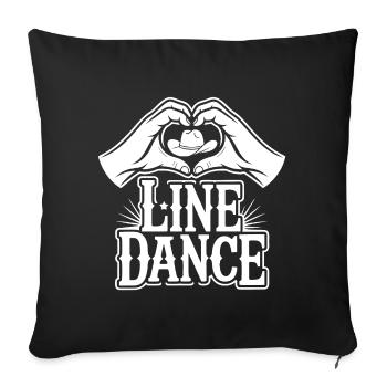 Danse en ligne de cœur à main - Housse de coussin décorative 45 x 45 cm - noir - Devant