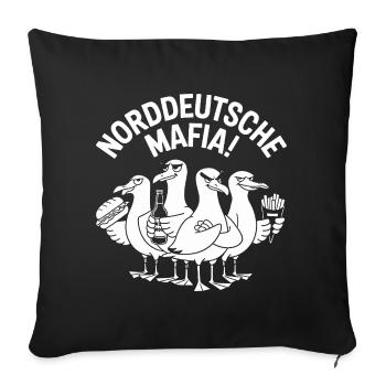  Norddeutsche Mafia Möwen Burger Pommes Bier - Sofakissenbezug 45 x 45 cm - Schwarz - Vorne