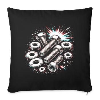 Bolts Nuts Mechanic Tool Design - Sofa pillowcase 17,3'' x 17,3'' (45 x 45 cm) - black - Front