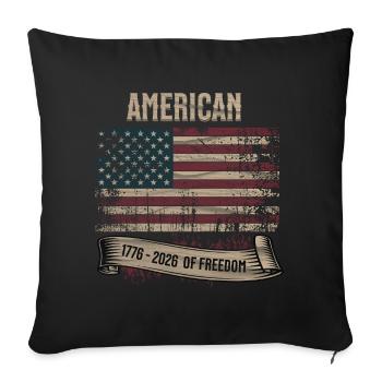 Drapeau américain 250 ans de liberté 1776-2026 - Housse de coussin décorative 45 x 45 cm - noir - Devant