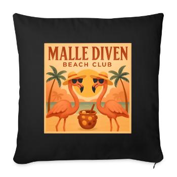 Malle Diven Beach Club Flamingo Mallorca Party - Sofa pillowcase 17,3'' x 17,3'' (45 x 45 cm) - black - Front