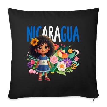 Fierté et Foyer du drapeau du Nicaragua - Housse de coussin décorative 45 x 45 cm - noir - Devant