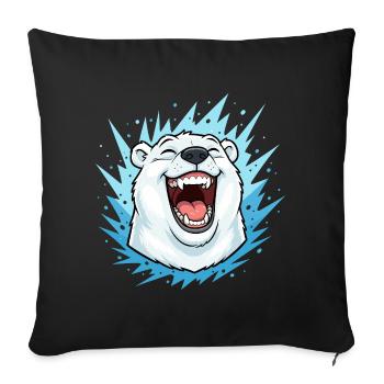 Laughing Polar Bear in Blue Lightning - Sofa pillowcase 17,3'' x 17,3'' (45 x 45 cm) - black - Front