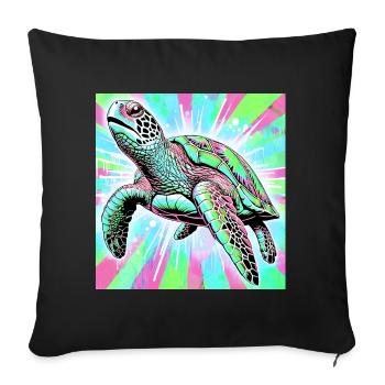 turtle - Sofa pillowcase 17,3'' x 17,3'' (45 x 45 cm) - black - Front