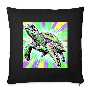 tortue - Housse de coussin décorative 45 x 45 cm - noir - Devant