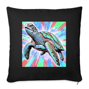 tortue - Housse de coussin décorative 45 x 45 cm - noir - Devant