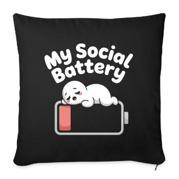Social Battery Introvert Dead Battery Battery - Sofa pillowcase 17,3'' x 17,3'' (45 x 45 cm) - black - Front