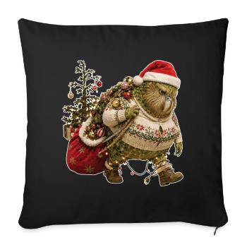 Kakapo carries Christmas alone - Sofa pillowcase 17,3'' x 17,3'' (45 x 45 cm) - black - Front