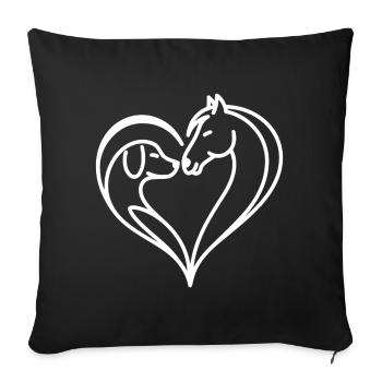 Heart Horse Dog - Sofa pillowcase 17,3'' x 17,3'' (45 x 45 cm) - black - Front
