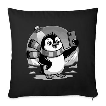 Pingouin mignon - Cadeau pour l’amoureux des manchots - Housse de coussin décorative 45 x 45 cm - noir - Devant