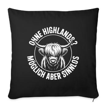 Highland-Rind Silhouette Logo - Sofakissenbezug 45 x 45 cm - Schwarz - Vorne