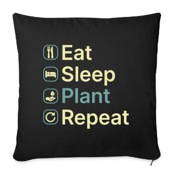 Mange Sommeil Plante Répète Drôle Drôle Plant Lover Cadeau - Housse de coussin décorative 45 x 45 cm - noir - Devant