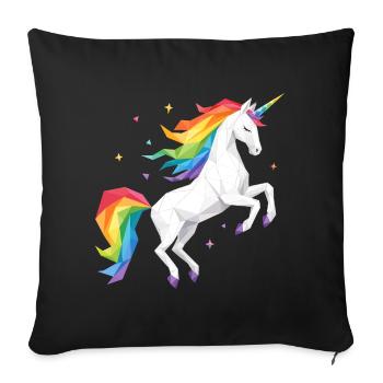 Geometric Rainbow Unicorn - Sofa pillowcase 17,3'' x 17,3'' (45 x 45 cm) - black - Front