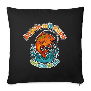 Angeln mit Papa - Sofakissenbezug 45 x 45 cm - Schwarz - Vorne