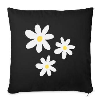 Fleurs blanches dans une élégance intemporelle - Housse de coussin décorative 45 x 45 cm - noir - Devant