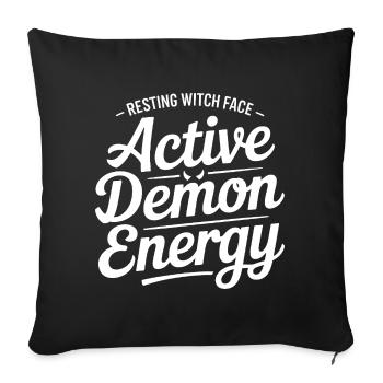 Visage de Sorcière Active Énergie Démoniaque - Housse de coussin décorative 45 x 45 cm - noir - Devant