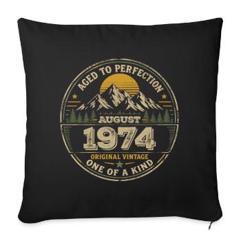 Vintage 1974 August 1974 Birthday Gift - Sofa pillowcase 17,3'' x 17,3'' (45 x 45 cm) - black - Front