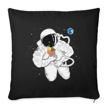 Astronaut with ice cream cone - Sofa pillowcase 17,3'' x 17,3'' (45 x 45 cm) - black - Front
