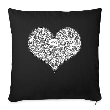 A Heart Full of Woof - Sofa pillowcase 17,3'' x 17,3'' (45 x 45 cm) - black - Front