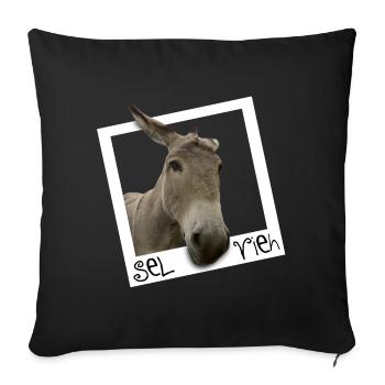 Selfie - Sel Vieh - Sofakissenbezug 45 x 45 cm - Schwarz - Vorne