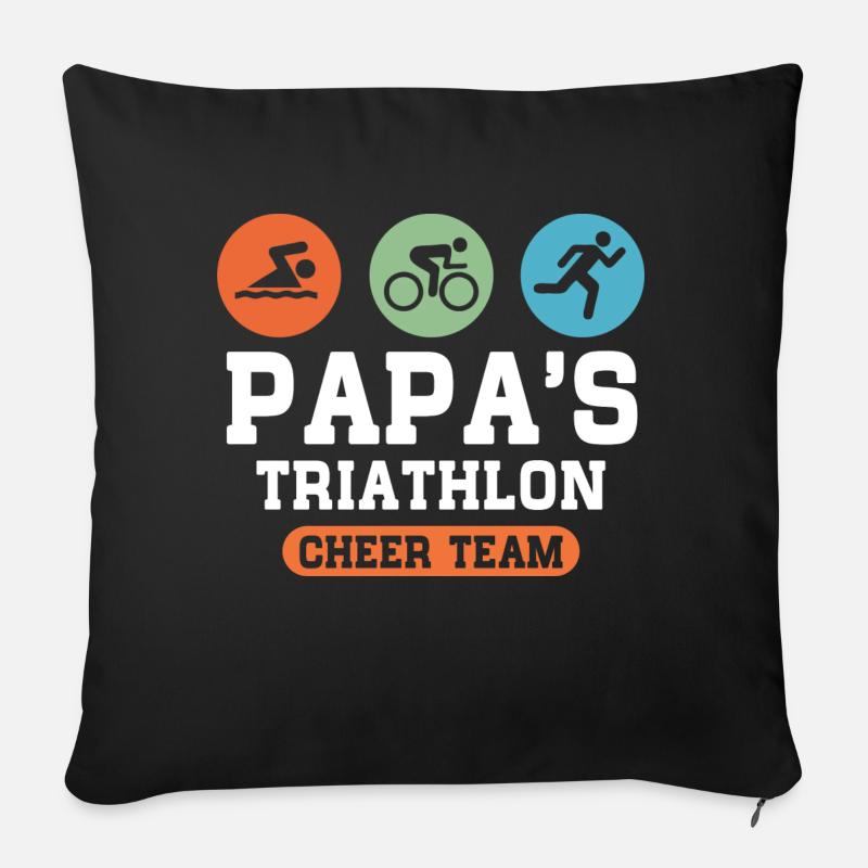 Triathlon Papa - Housse de coussin décorative 45 x 45 cm - noir