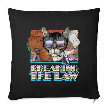 Crime Cat in Shades - Braking the Law - Sofa pillowcase 17,3'' x 17,3'' (45 x 45 cm) - black - Front