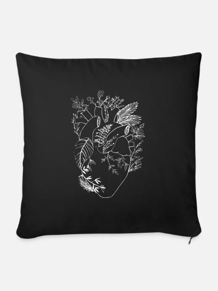 nature heart w - Sofa pillowcase 17,3'' x 17,3'' (45 x 45 cm) - black