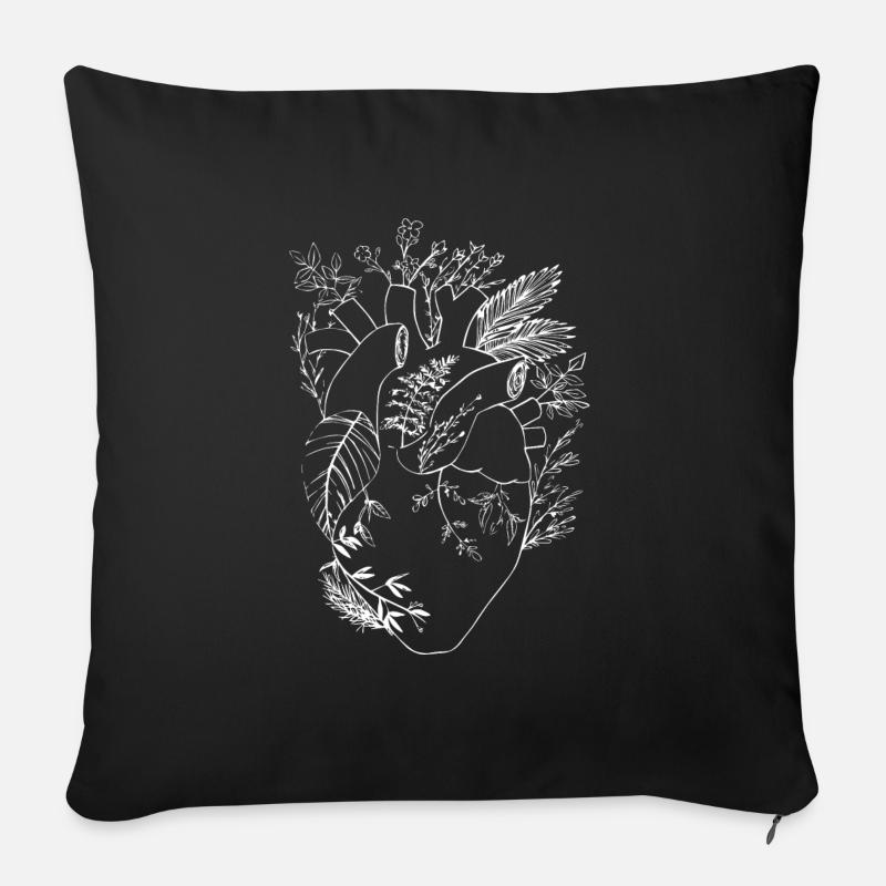 natur herz w - Sofakissenbezug 45 x 45 cm - Schwarz