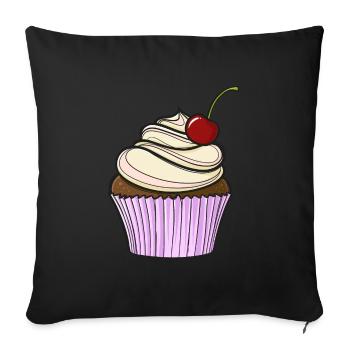 Petit gâteau comique doux - Housse de coussin décorative 45 x 45 cm - noir - Devant