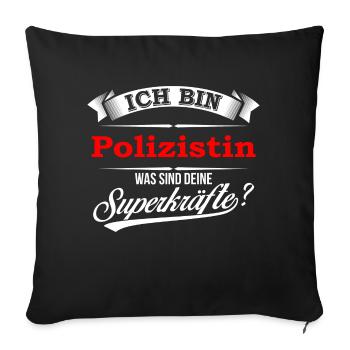 Polizist Polizistin Polizeibeamter Polizeitbeamtin - Sofakissenbezug 45 x 45 cm - Schwarz - Vorne