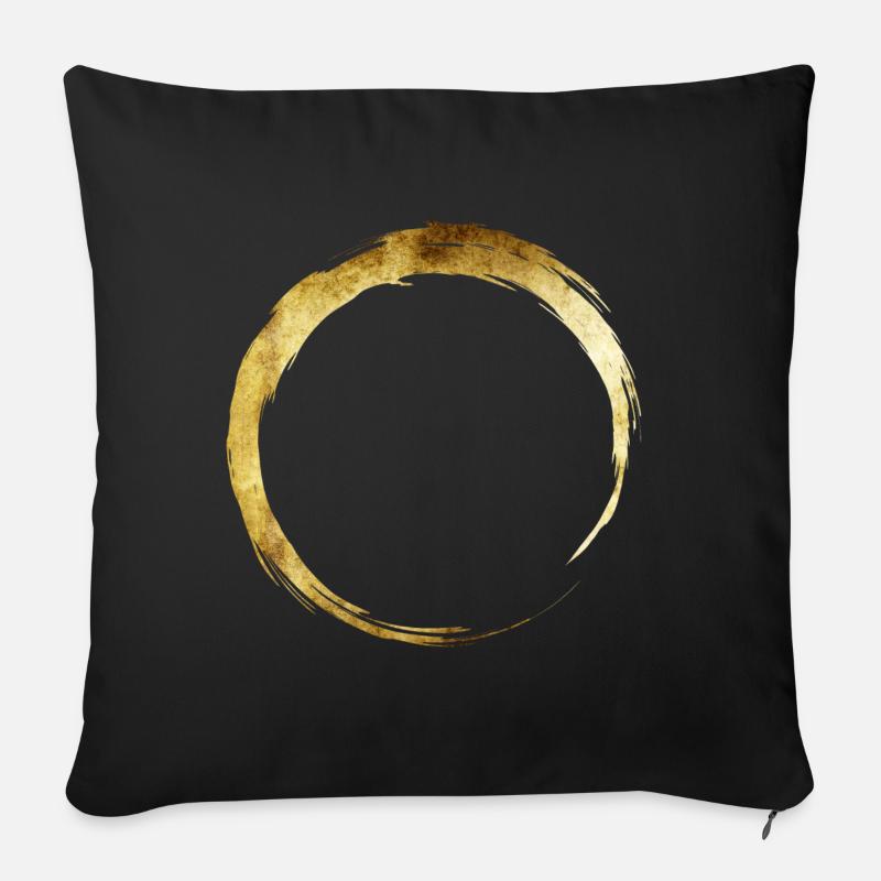 Yoga OM Ring Gold - Sofakissenbezug 45 x 45 cm - Schwarz