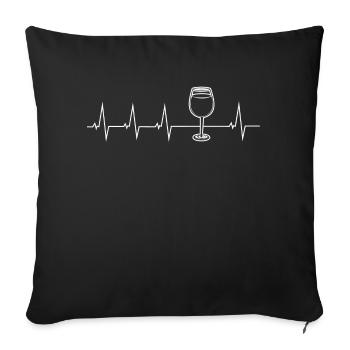 I love wine - heartbeat - Sofa pillowcase 17,3'' x 17,3'' (45 x 45 cm) - black - Front