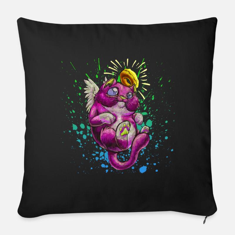 Saint chat - Housse de coussin décorative 45 x 45 cm - noir
