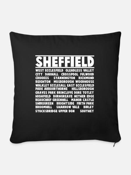 Sheffield City (White) - Sofa pillowcase 17,3'' x 17,3'' (45 x 45 cm) - black