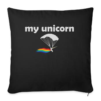 Unicorn parachutist skydiver gift - Sofa pillowcase 17,3'' x 17,3'' (45 x 45 cm) - black - Front