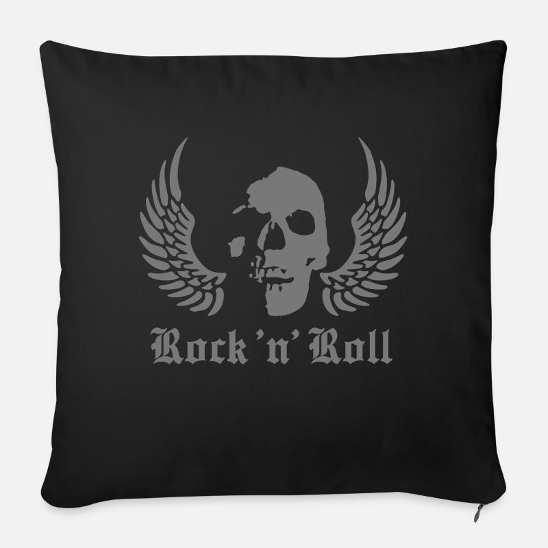 rock_skull_a_1c - Housse de coussin décorative 45 x 45 cm - noir