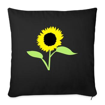 tournesol d'été jaune avec des feuilles ouvertes - Housse de coussin décorative 45 x 45 cm - noir - Devant