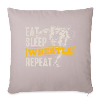 Eat Sleep Wrestle Repeat - Ringer Ringen Ringerin - Sofakissenbezug 45 x 45 cm - helles Taupe - Vorne
