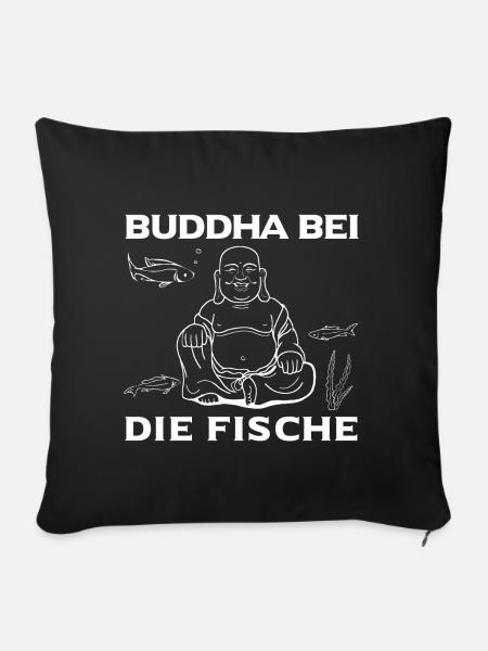 Buddha bei die Fische - Sofakissenbezug 45 x 45 cm - Schwarz