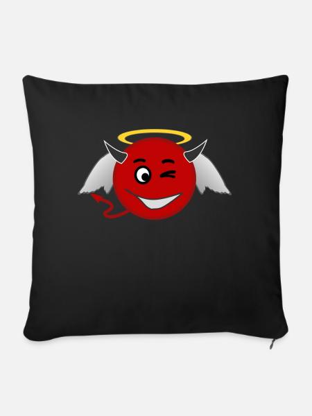 Diable ange diable et ange - Housse de coussin décorative 45 x 45 cm - noir