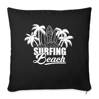 surfing beach - Sofa pillowcase 17,3'' x 17,3'' (45 x 45 cm) - black - Front